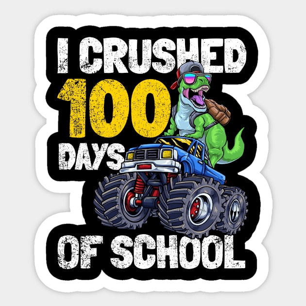 100 Days of School Dinosaur Excavator Sticker by KAWAIITEE